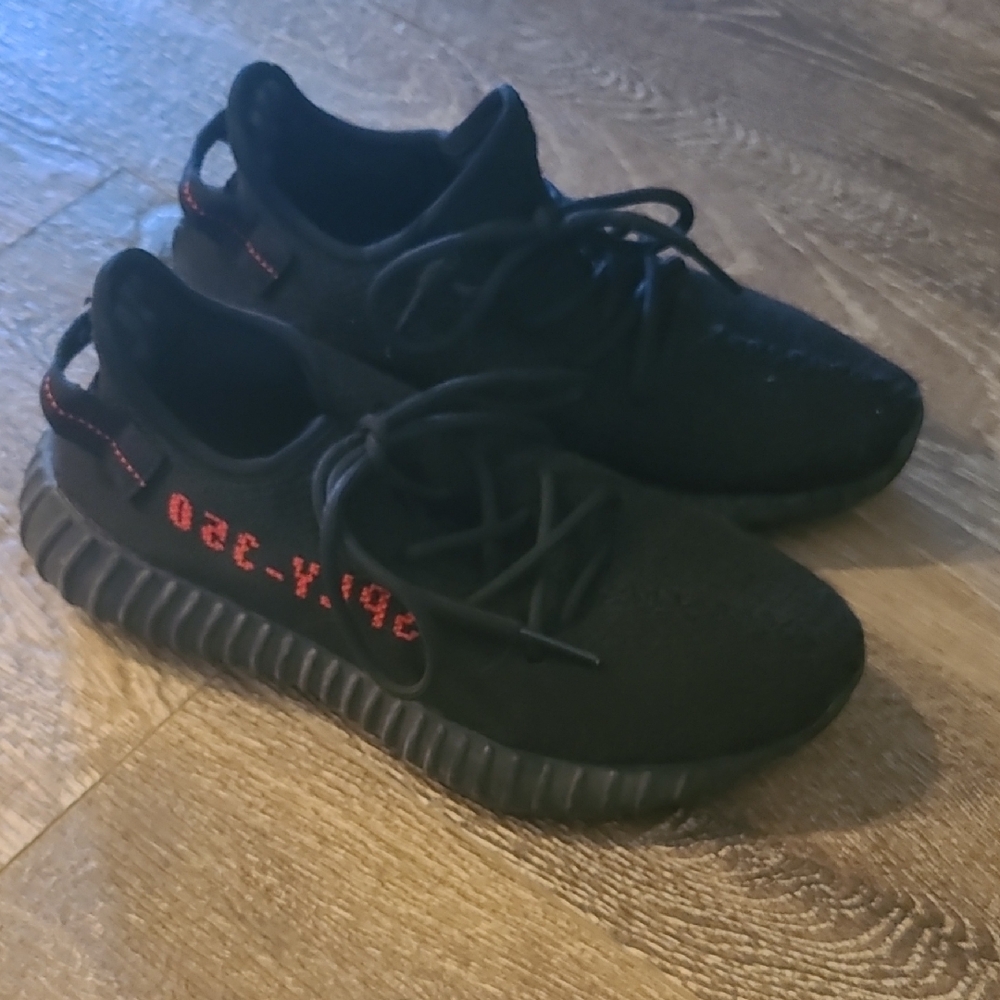 adidas Yeezy Black and Red Sneakers